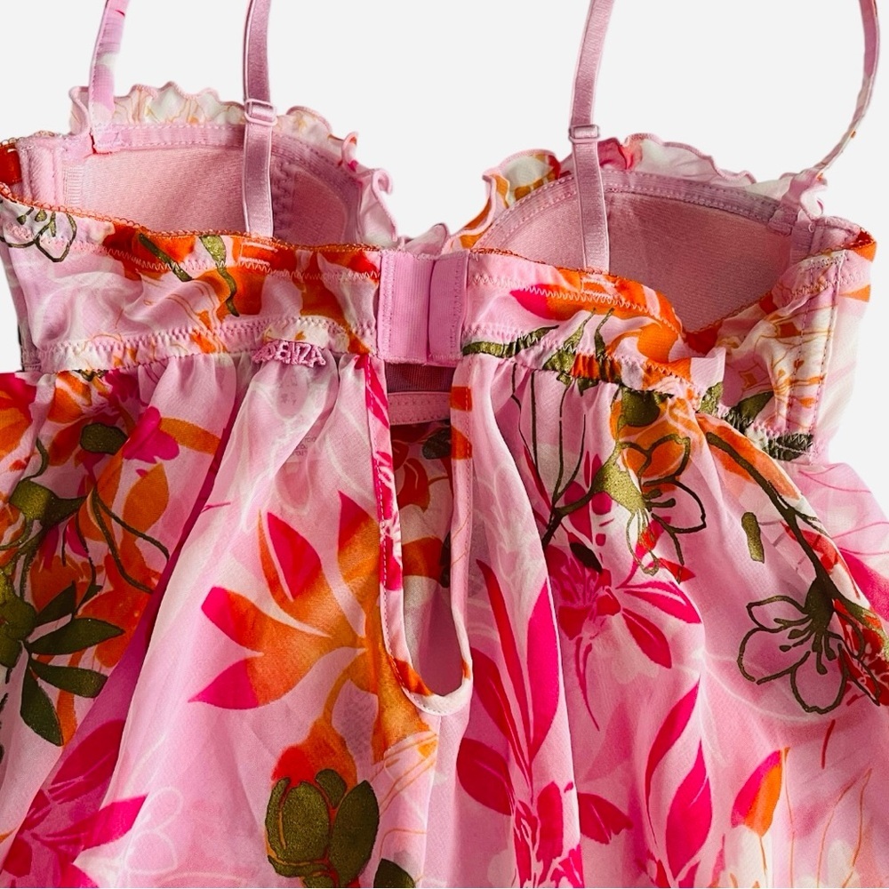 La Senza Pink Floral Tie-Front Satin Chemise - Picture 7 of 9
